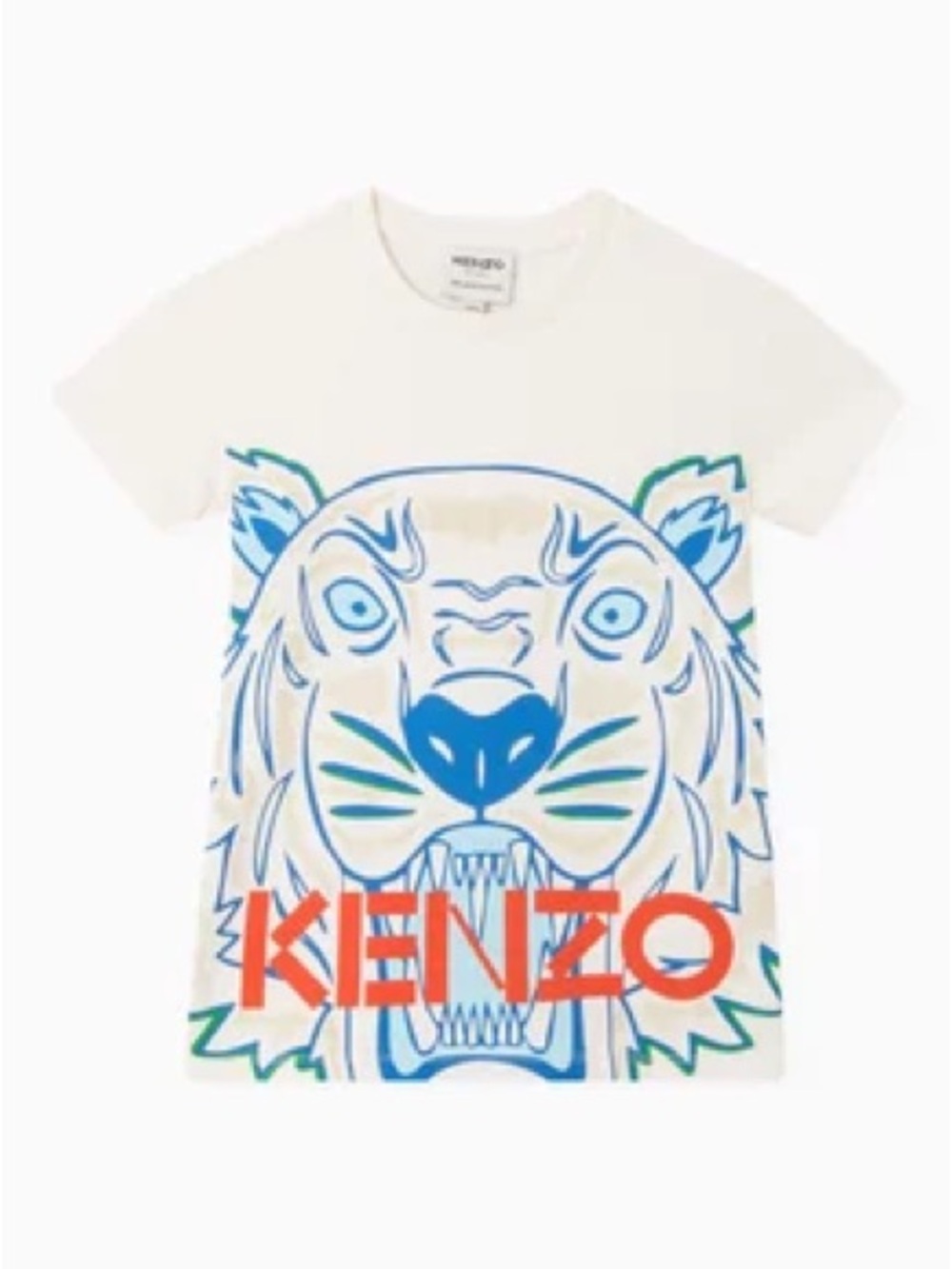 KENZO Kids White Graphic Tiger Logo T-Shirt
